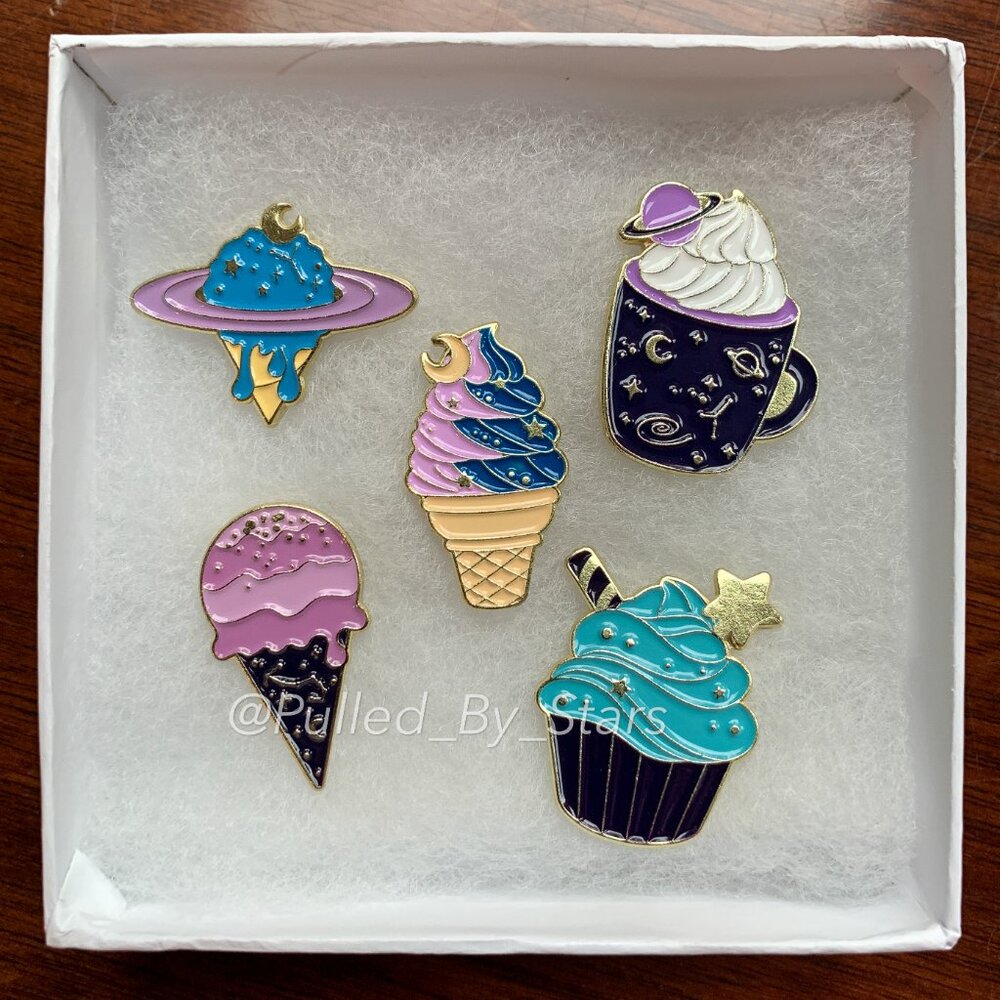 Celestial Galactic Sweets & Treats Alloy Pin 5-Piece Set - Brand New in Gift Box